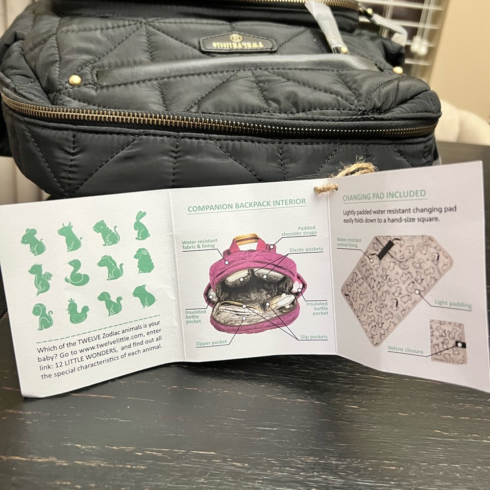 New Momma Sale! New! Twelve Little Designer Black Quilted Companion Diaper Bag - Picture 10 of 10